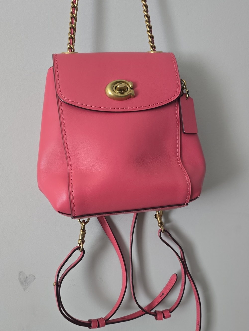 Coach Pink Leather Turnlock Mini Backpack with Gold Hardware - Picture 7 of 7